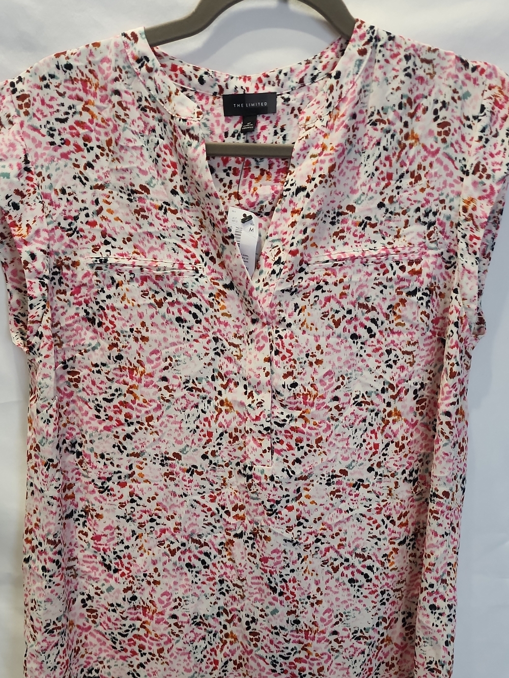The Limited Pink Multi-Color Split V-Neck Tunic